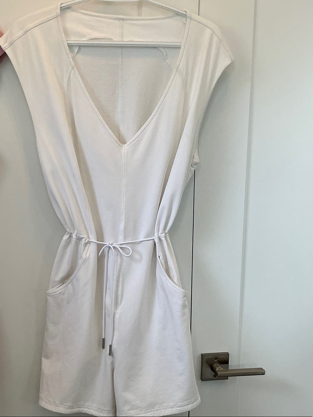 lululemon athletica White V-Neck Drawstring Romper